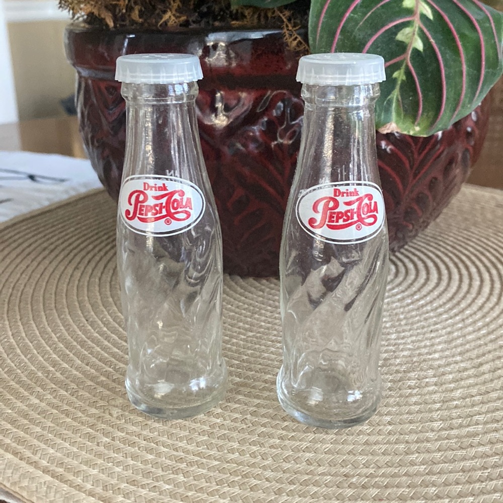 Glass promotional salt and pepper Pepsi bottles